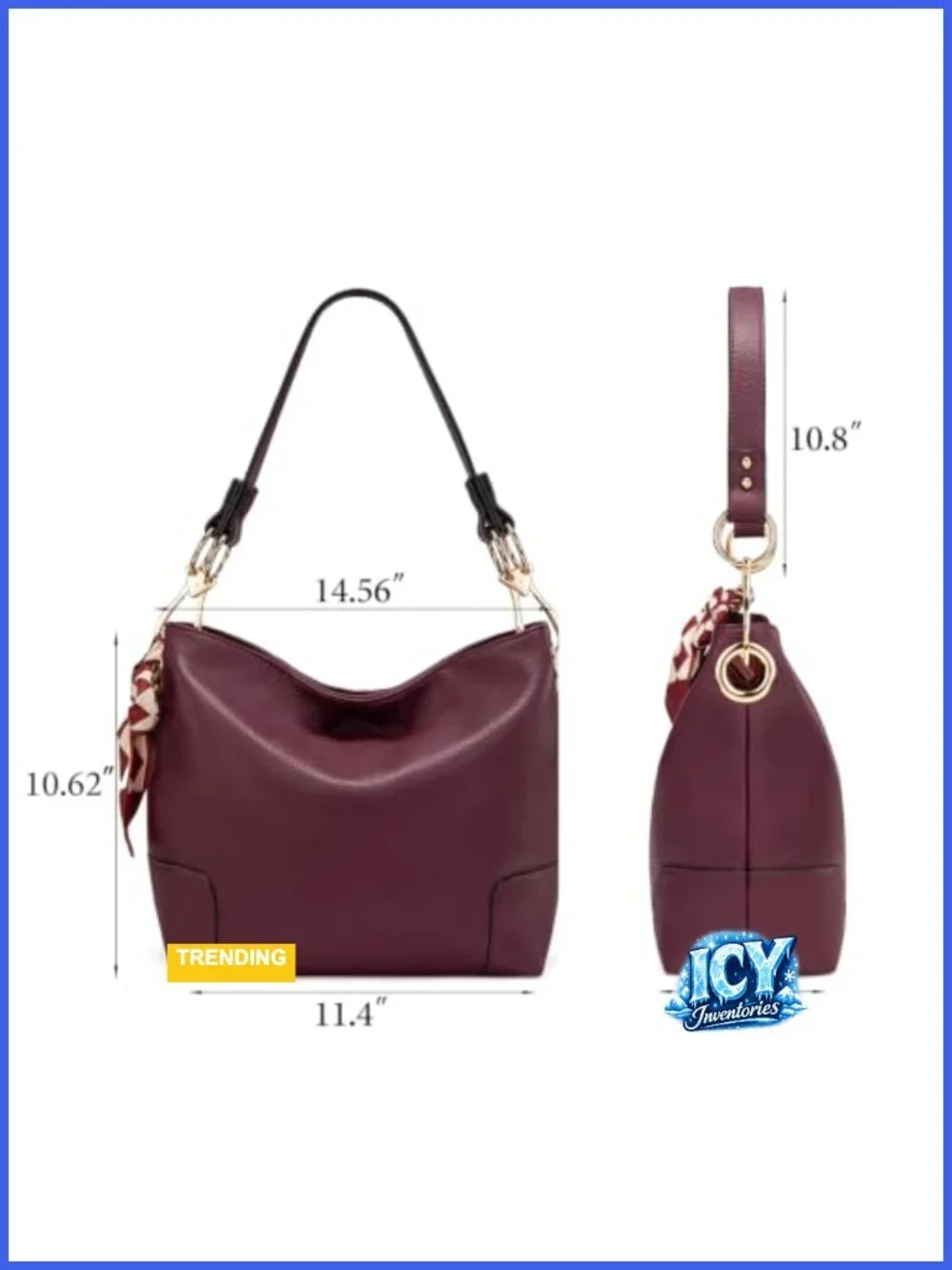 Women's Hobo Bag Faux Leather Shoulder Purse Top Handle Bucket Handbag